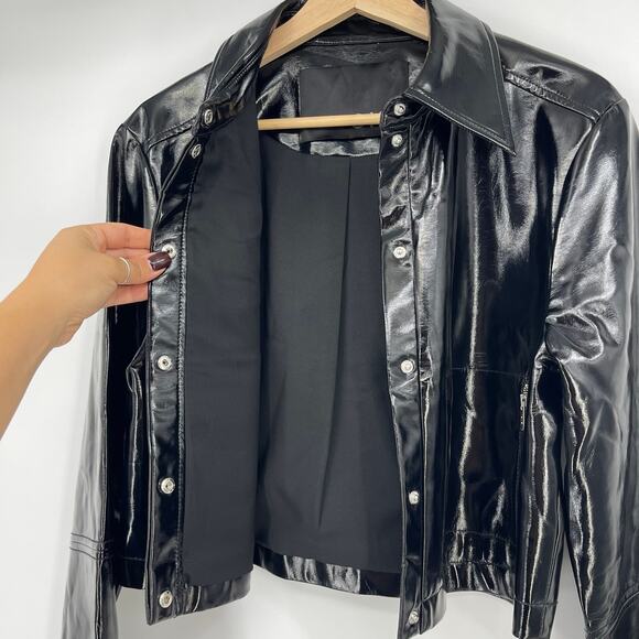 SIR. | Midnight Crop Black Patent Leather Jacket Minimalist XS/S - Picture 12 of 16